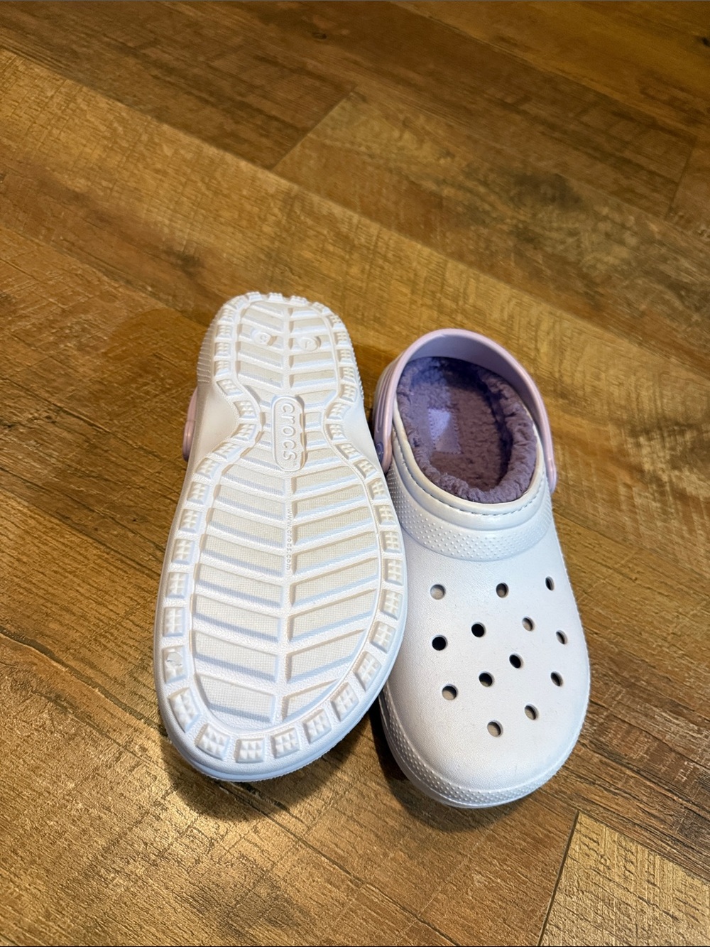 CROCS Kids' White Clog with Lavender Lining
